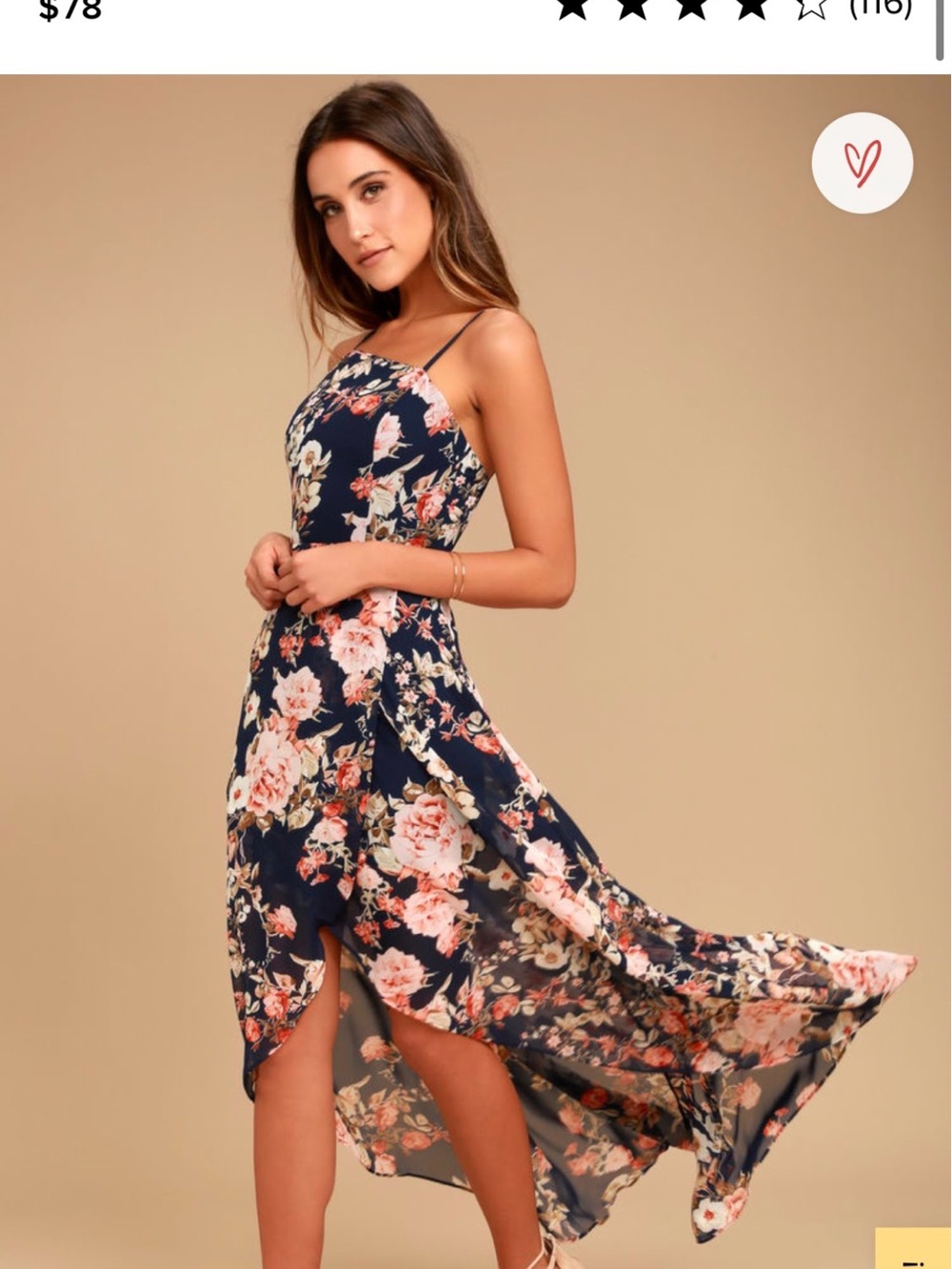 Lulu’s Navy Floral Asymmetrical Dress